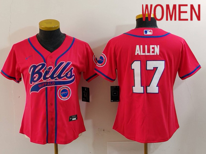 Women Buffalo Bills #17 Allen Red Joint Name 2024 Nike Limited NFL Jersey style 9122